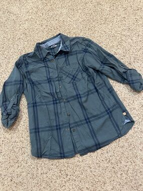 Carhartt Olive Green Plaid Shirt Collar with Tag